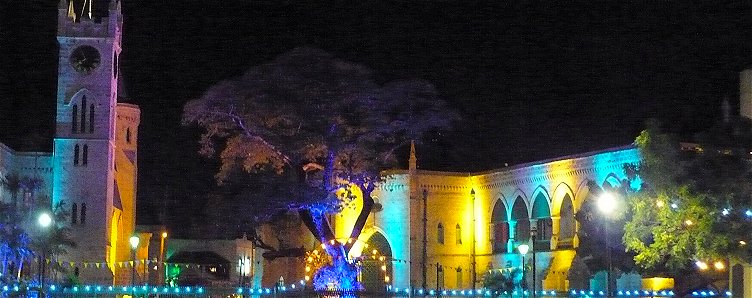 Barbados Parliament lit in Independence colours
