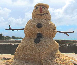 A Barbados snowman